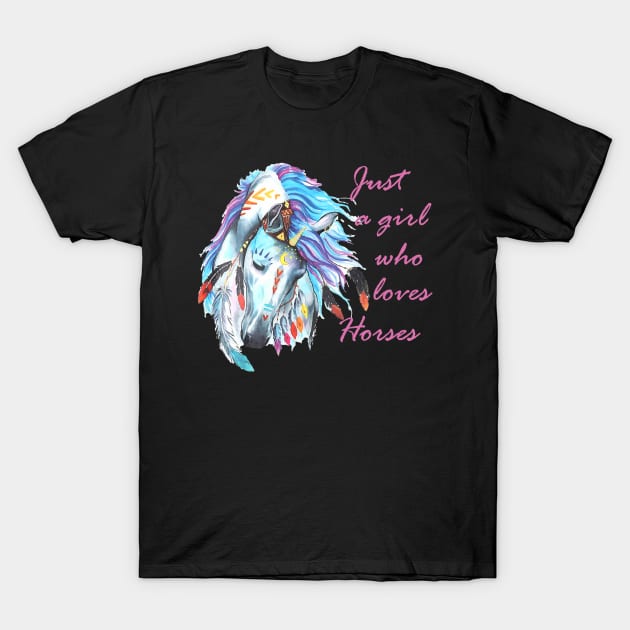 Kids Just A Girl Who Loves Horses T-Shirt by tabbythesing960